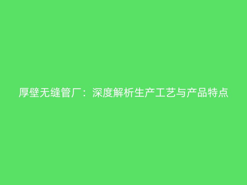 厚壁無(wú)縫管廠：深度解析生產(chǎn)工藝與產(chǎn)品特點(diǎn)
